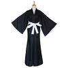 Bleach Cosplay Costumes Ichigo Kurosaki Wigs Ichigo Men Black Cloak With Straw Sandals BLACK WHITE Tops and Pants Set