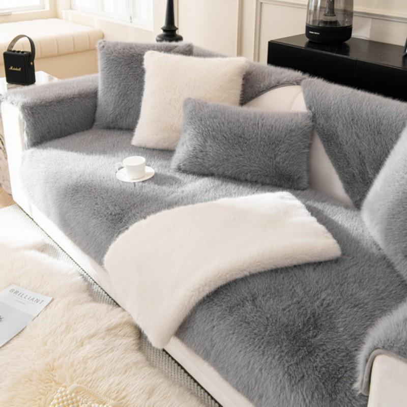 Sofa Cushion Winter New  Thickened Mink Plush Non-Slip Seat Cushion Leather Sofa Cover Dust-Proof Full Cover Cover Towel