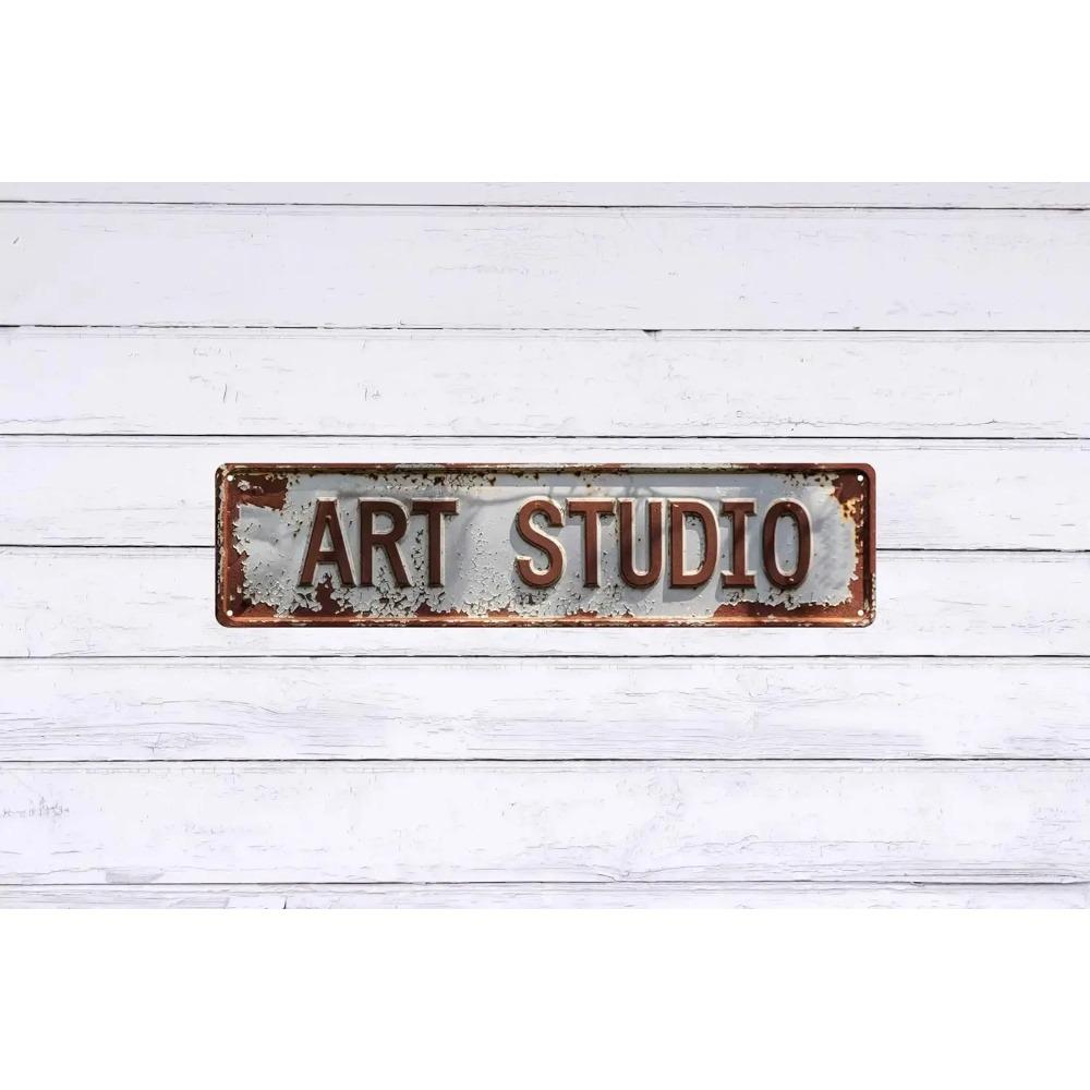 Custom Vintage Rustic Metal Sign Weathered Brown White Wall Decor Ornament