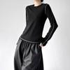 Elegant Korean-Style Slim Fit Brushed Outline Neck Layer