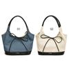 Fashion Contrast Color Simple Design Tote Bag with Bow Decoration Fashion Handbag Top Handle Bag for Women Work Shopping Travel
