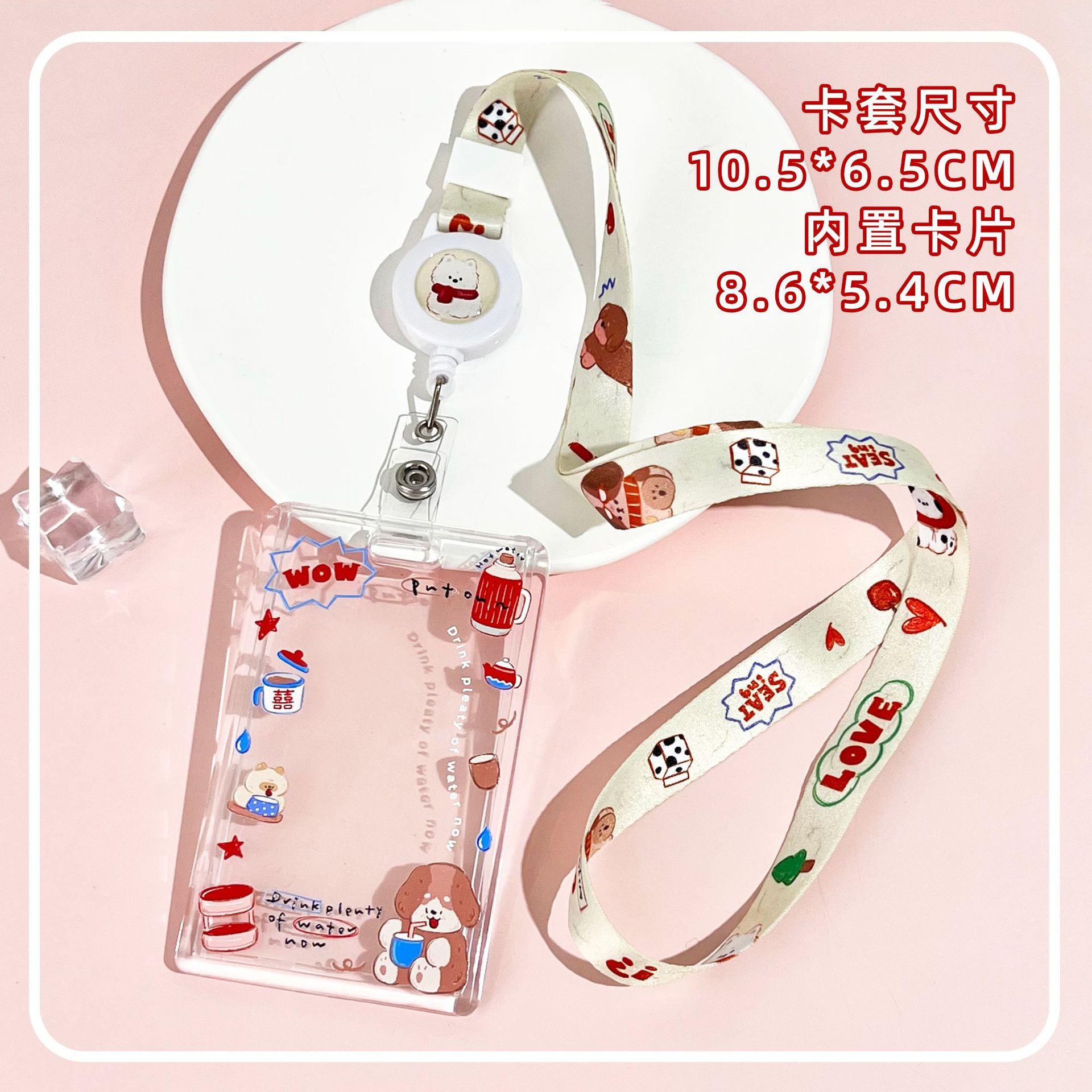 

Clear Sliding ID Card Holder Bus Card Bag Access Control Credential Cover Anti-Lost Neck Hanging IC Card Case