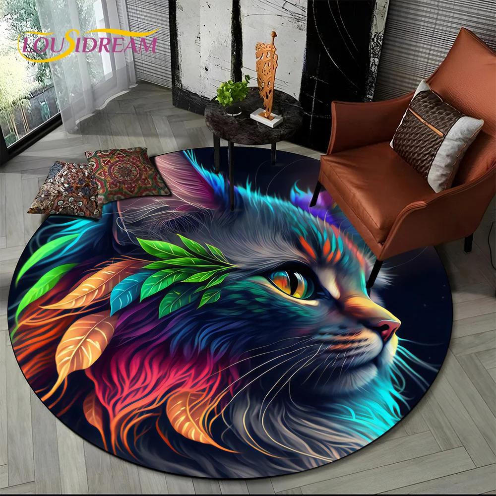 3D Mysteriou Sun Moon Tarot Mandala Magic Round Area Carpet Rug for Living Room Bedroom Kid Playroom Decor,Pet Area Rug Non-slip