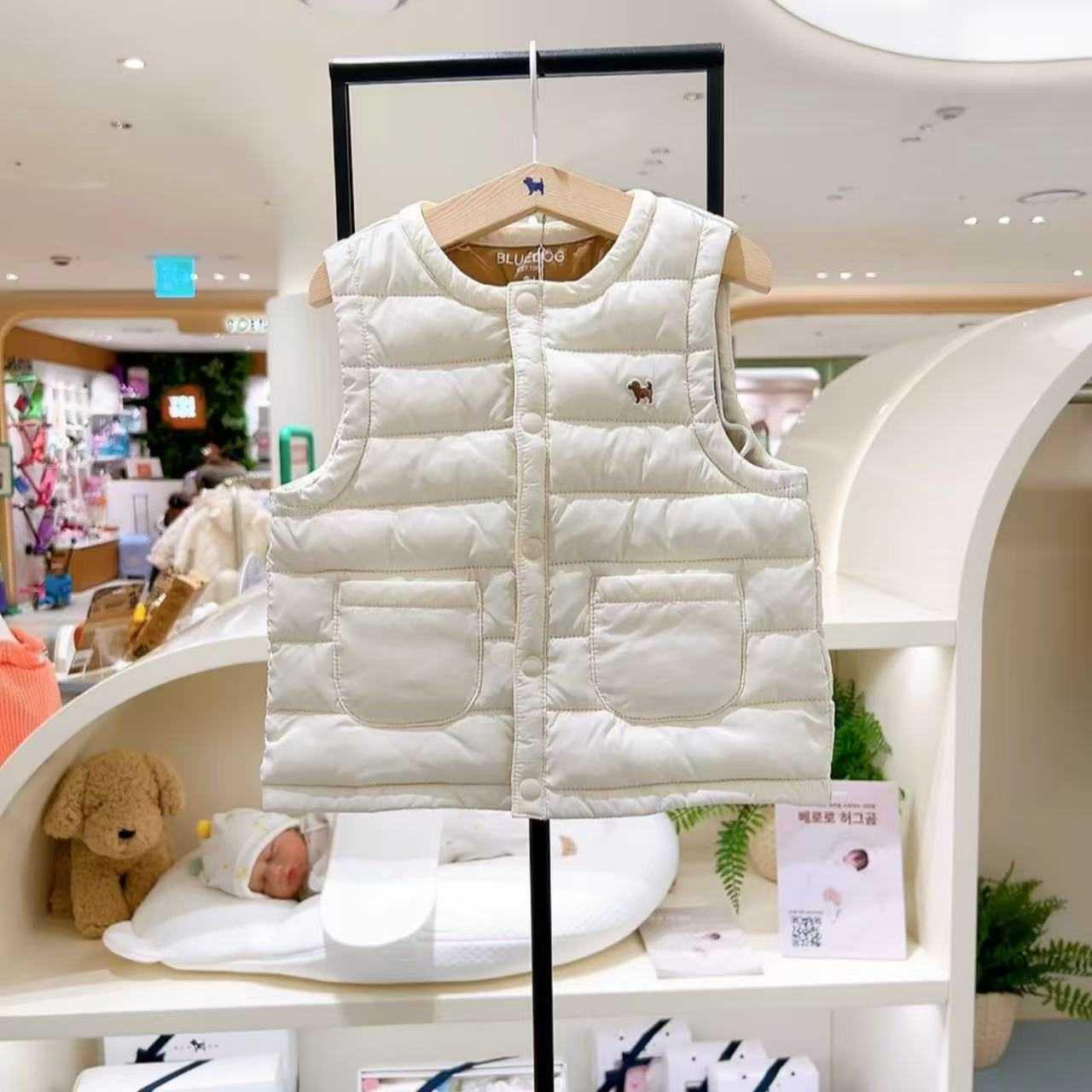 Корейский детский стеганый жилет Осень 2025 100 грязно-белый