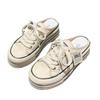 Canvas Half Slippers Women's Summer Wear 2025 New Internet Celebrity Explosion High Sense Thick Bottom Height No Heel Lazy