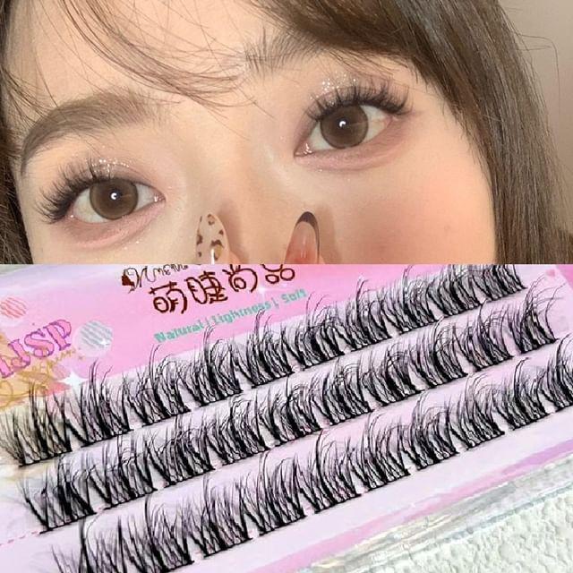 Nreain - Natural Crisscross Cluster False Eyelashes (Various Designs) Black - One Size