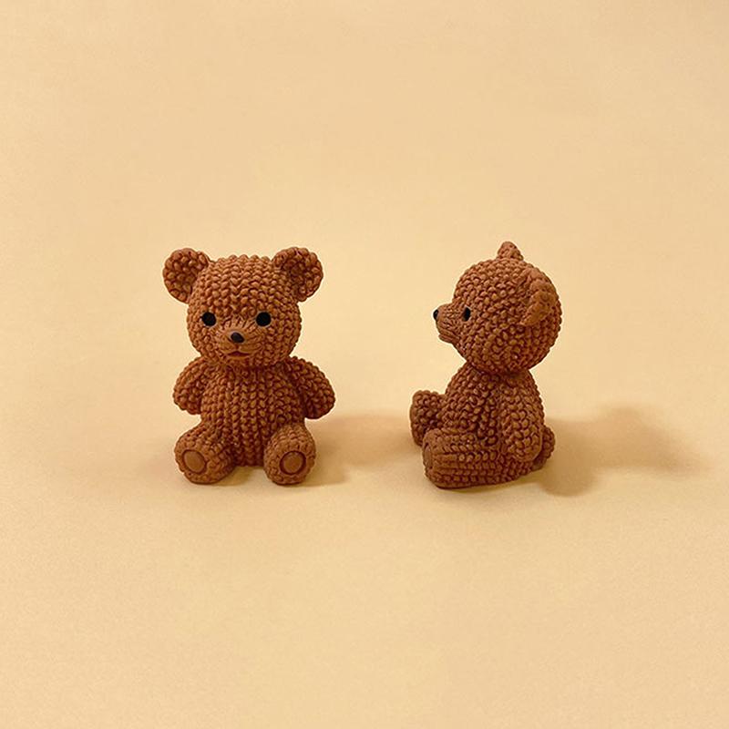 1Pc Solid Colored Stereo Simulation Bear Miniatures Sitting Bear Creative Ornament Desktop Decoration Diy Jewelry Cute Animal