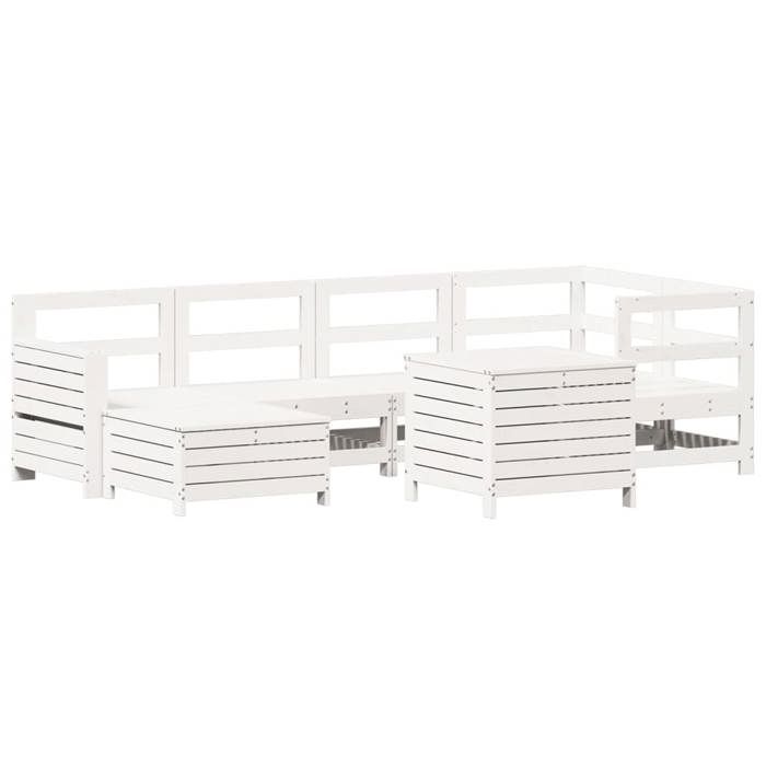 VidaXL Garden Lounge Set 7 Pcs White Solid Pine Wood 3250969
