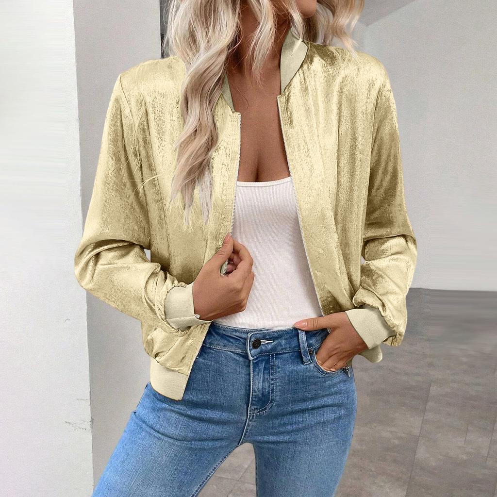 Women's Solid Color Splicing Thin Fashion Jacket Casual Jacket Top