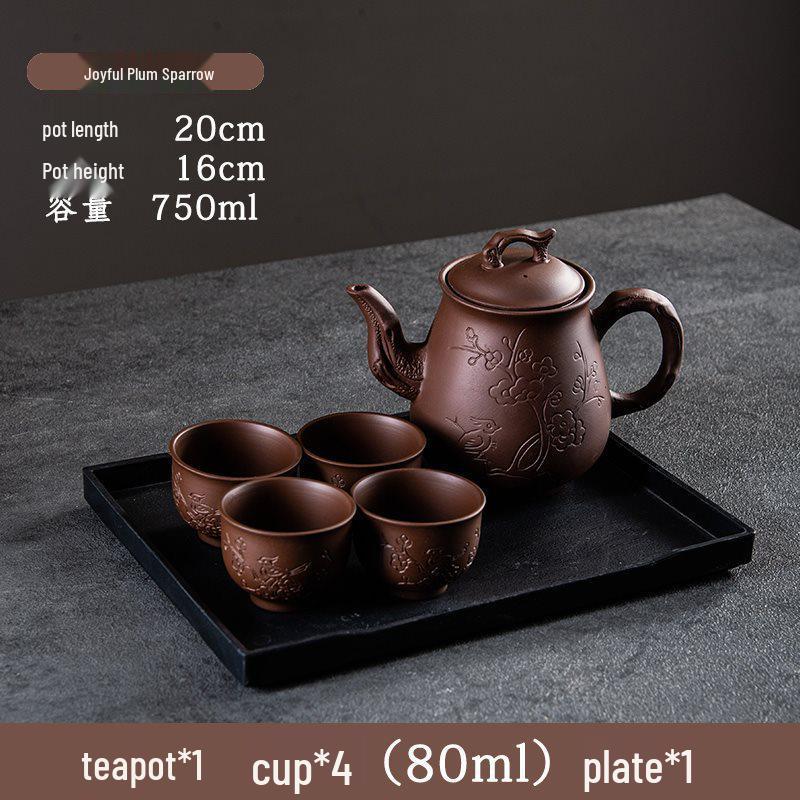 Large Capacity Handmade Yixing Zisha Teapot with Ceramic Teacup Set
