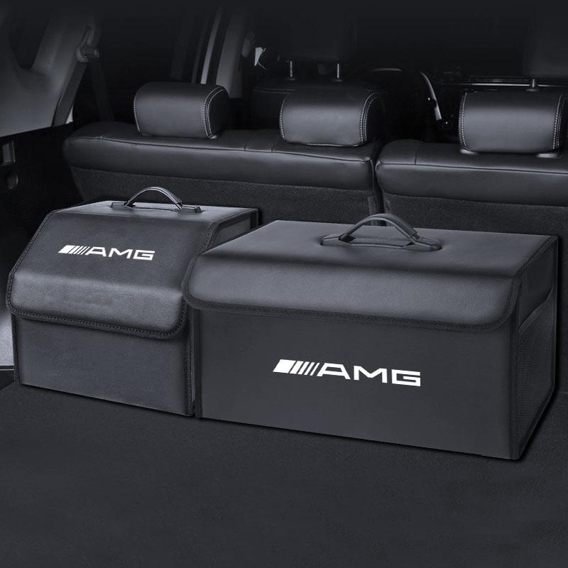 Car Trunk Leather Storage Box Auto Interior Organizer Valve Cap For Mercedes Benz AMG A B C E G CLA W203 W204 C260 E300L A200L G