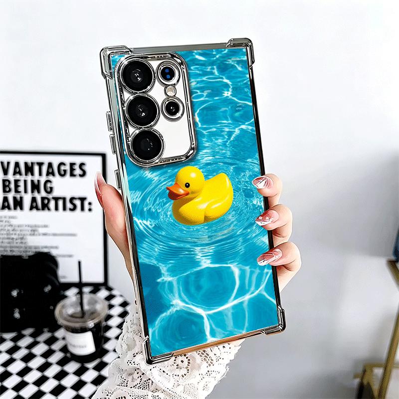 Rubber Ducks Swimming Pool Soft Phone Case For Samsung Galaxy S26 Ultra S25 Edge S24 FE S23 Plus S22 S21 + S20 Plating Anti-Fall