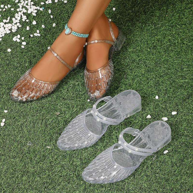Fashion 2025 Summer New Women's Closed Toe Sandals Pointed Toe Square Heel Slip On Sandals for Outdoor Hot Sale Daily Beach Casual Shoes