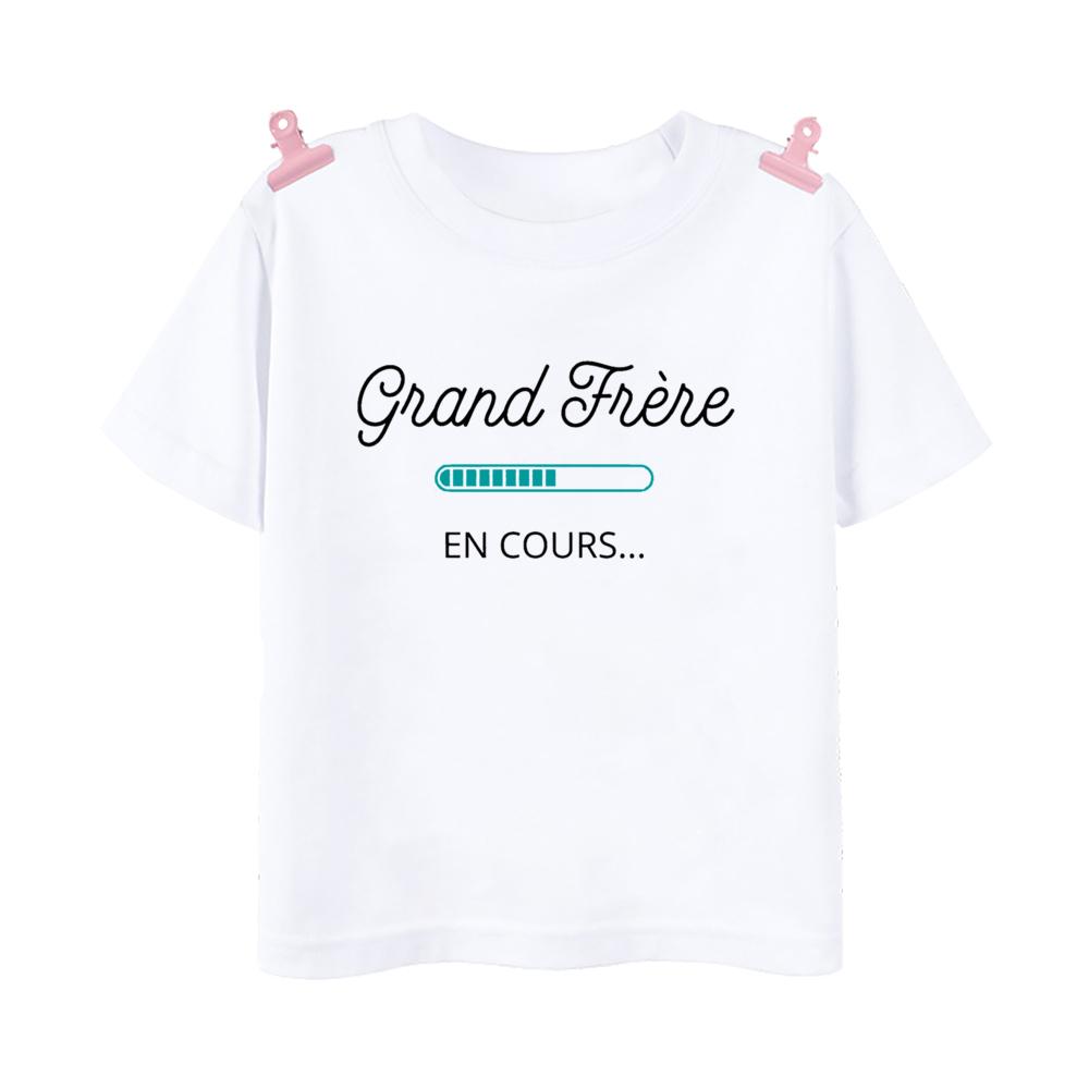 Big Sister Big Brother In Progress French Printed Tshirt Pregnant Announcement Shirt Kids Tshirt Tops Boys Girls Summer Tee