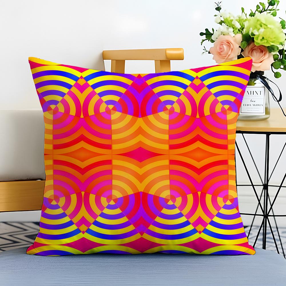 Casual Fashion Colorful Geometric Continuous Art Cushion Cover Washable Linen Pillowcase Soft for Sofa Bed Cozy Home Room Decor