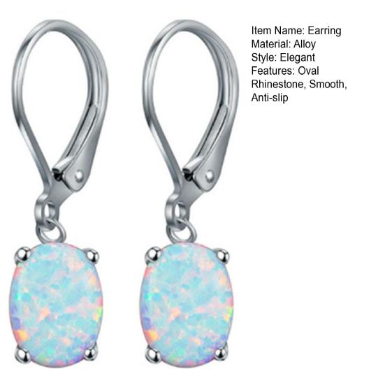 1 Pair Women Leverback Earrings Oval Shape Rhinestone Claps Earrrings Polished Alloy Drop Earrings for Prom Dating Cocktail Parties