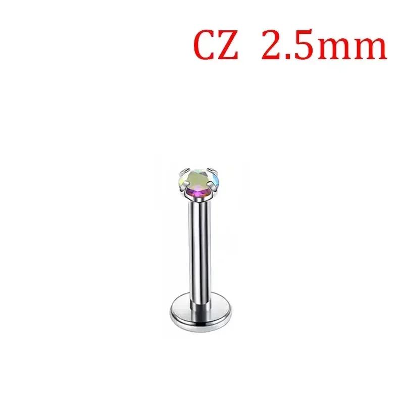 1 Stück G23 Titan Piercing CZ Stein Innen Gewinde Labret Monroe Lippenring Tragus Nagel Helix Ohrstecker 16G 18G Körperschmuck