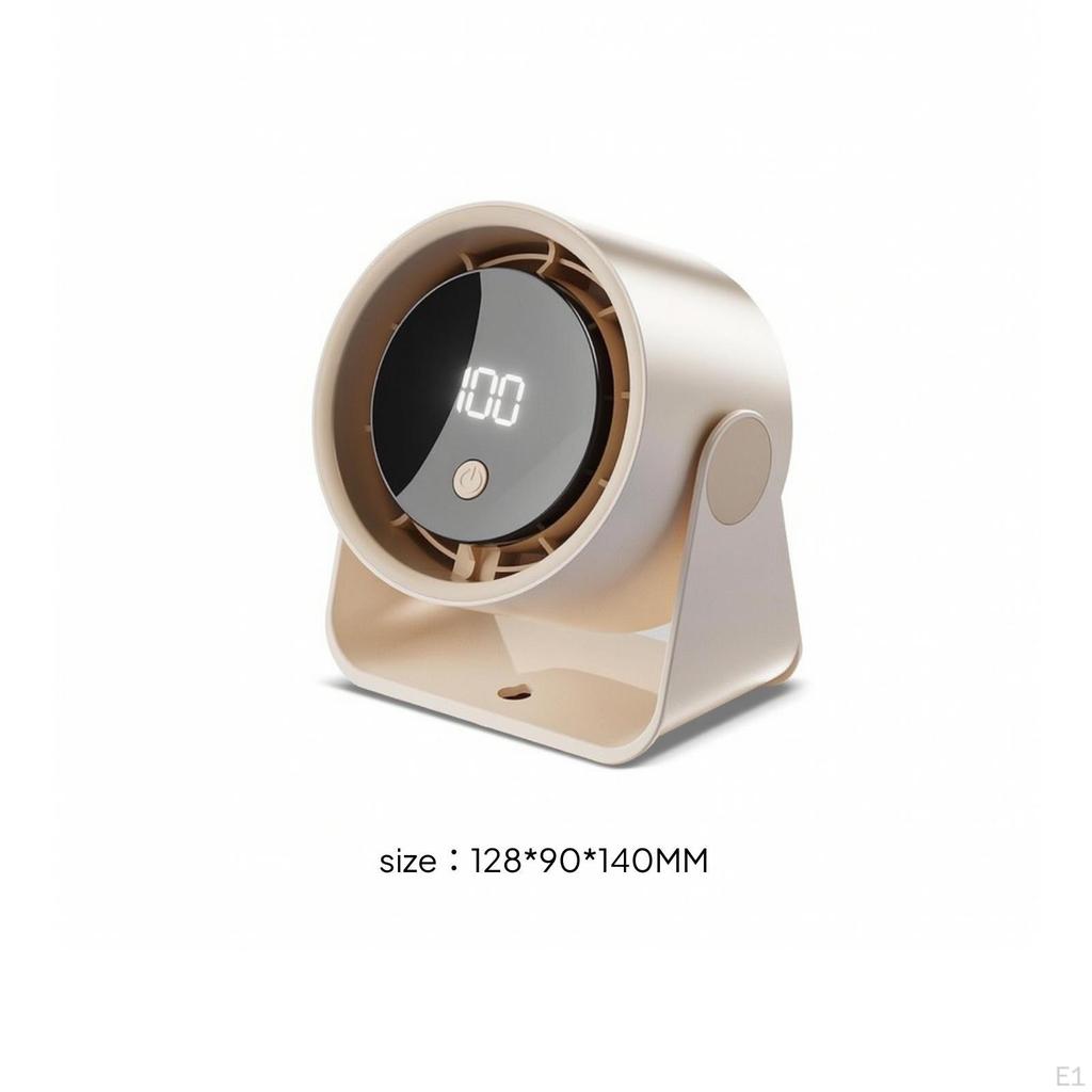 Circular Fan with Digital Display Compact Desktop UShaped Stand Rounded for Office Workers,