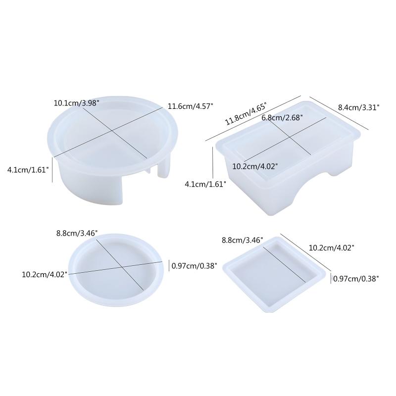 Resin Coasters Molds,4 Coasters Resin Molds for Epoxy Resin with Silicone Coaster Holder Mold,Epoxy Resin Coaster Mold