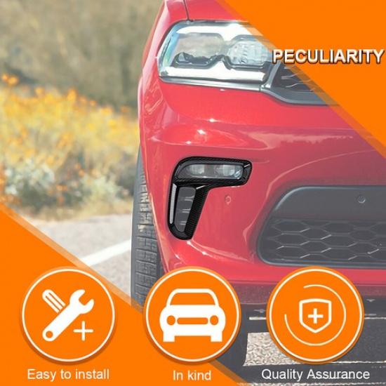 Carbon Fiber Front Fog Light Bezel Cover Accessories Trims For Dodge Durango 21+