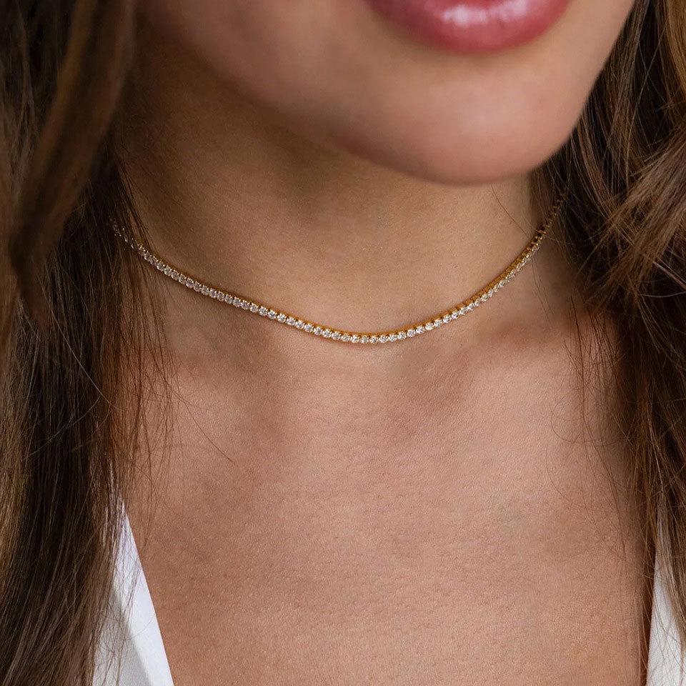 St. Delan European & American Fashion Round Zircon Tennis Choker Necklace