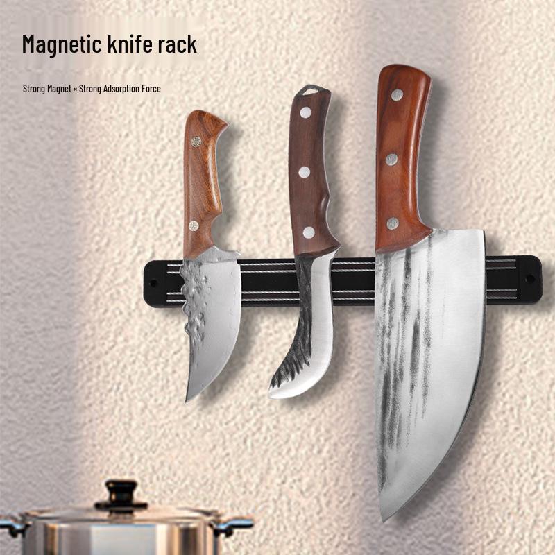 Wall-Mounted Magnetic Knife Holder: Punch-Free, Strong Plastic Suction for Kitchen Knives.