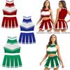 Cheerleading-Uniform-Outfit-Set für Damen, ärmelloses Crop-Top für Schulmädchen mit Faltenrock