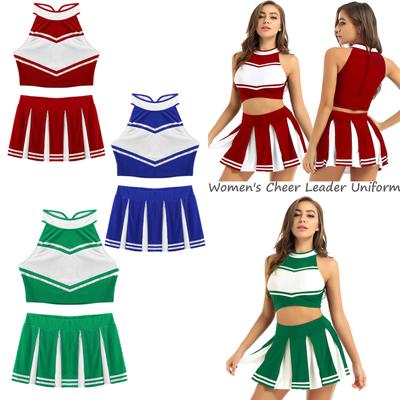 Cheerleading-Uniform-Outfit-Set für Damen, ärmelloses Crop-Top für Schulmädchen mit Faltenrock