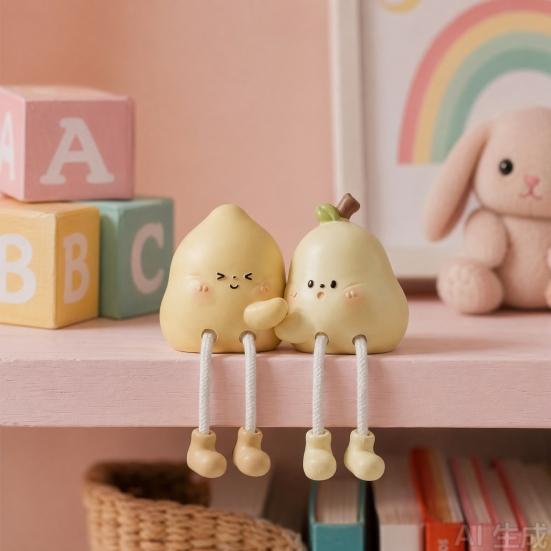 Pear Shape Ornament, Cute with Long-Leg Design Figurine, Resin Healing Table Decoration, for Home Bedroom Entrance