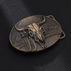 Vintage Engraved Cow Head Buckle for Jeans Pants Waistbelt Metal Clasp Buckle for Teens Boy Men Western Oval Belt Buckle