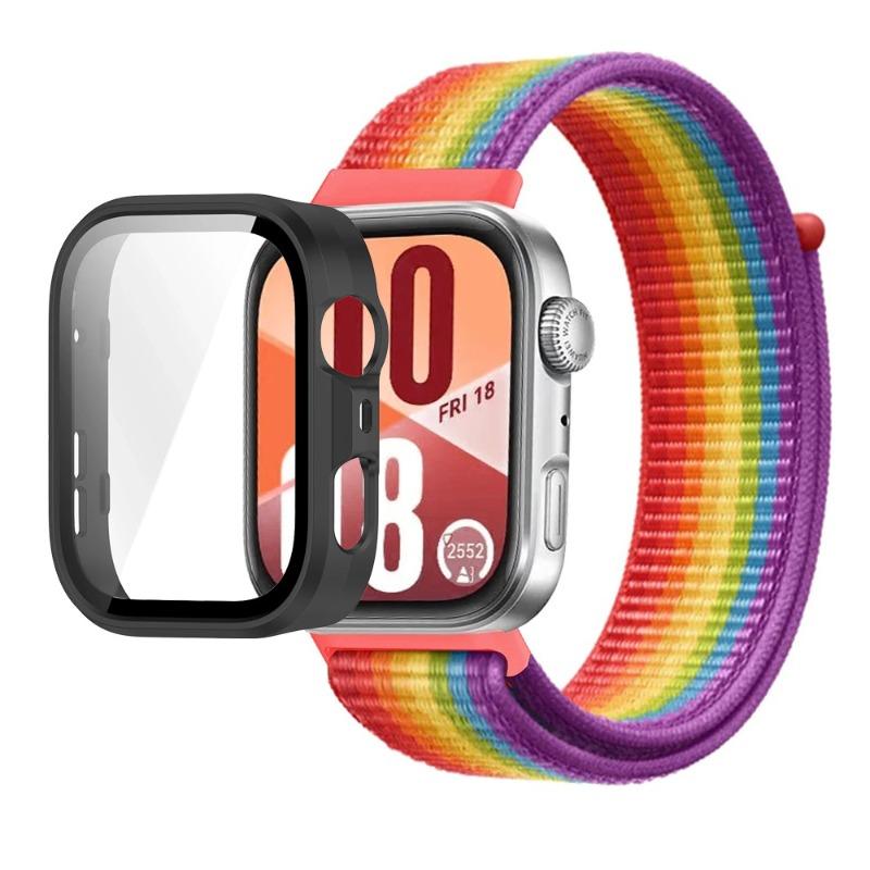 

Nylon Strap+PC Case for Huawei Watch Fit 3/4/4 Pro Anti-fall Protective Shell+Comfortable Breathable Bracelet Wristband Correa Huawei Watch Fit 4