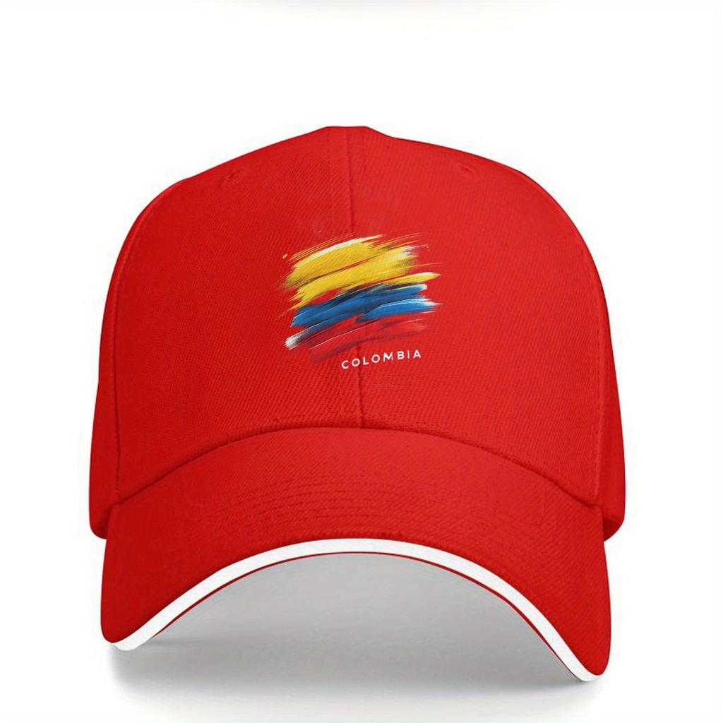 Colombia Flag Brush Stroke Baseball Cap Polyester Casual Outdoor Adjustable Sports Hat Unisex