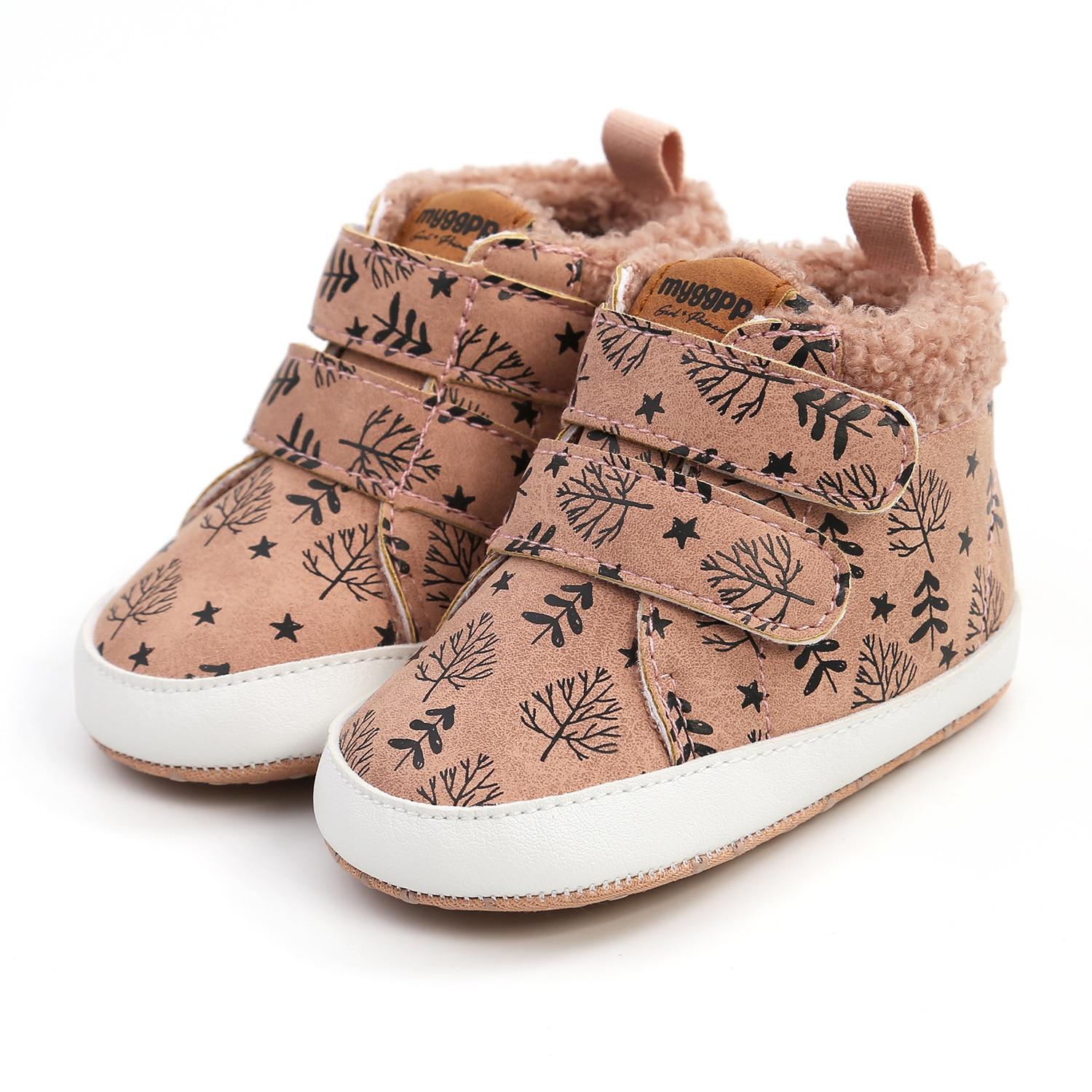 

Детская обувь для мальчиков и девочек, зимние теплые детские зимние сапоги, флисовая обувь с мягкой подошвой, домашние кроссовки для новорожденных, первые ходунки для малышей 11 розовый