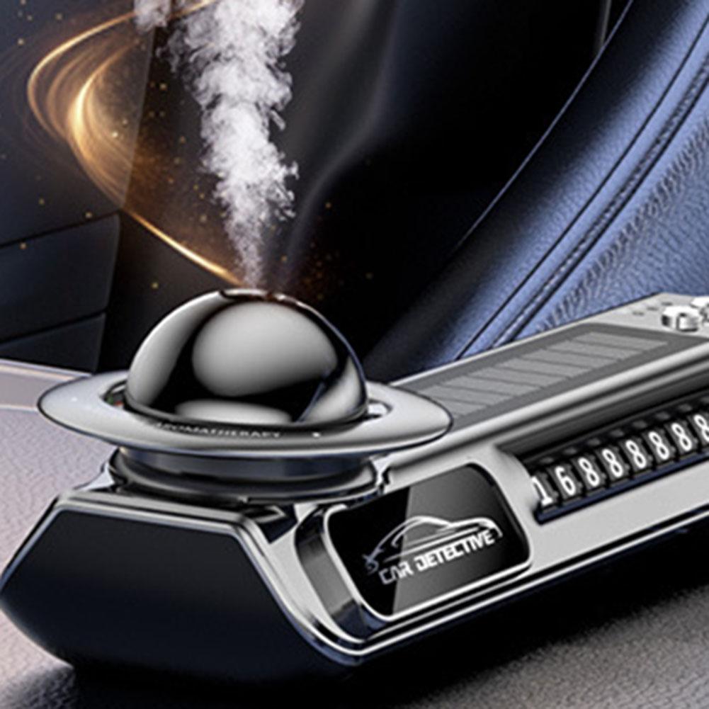 Car Air Freshener Dynamic Sound Pickup Light Solar Aromatherapy Smart Spray Parking Number Plate Auto Accessories