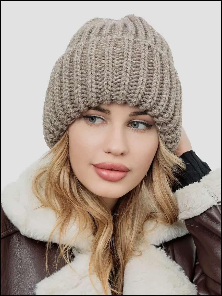 

Женская ветрозащитная шапка плюс флисовая теплая вязаная шапка с защитой ушей One Size хаки