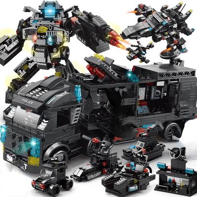 Kompatibel mit Lego 585 Teile Stadt Polizeistation SWAT LKW Auto Bausteine DIY Spielzeug für Jungen Kinder Geschenke