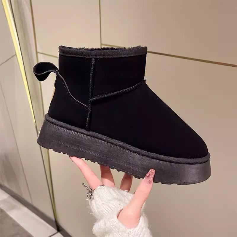 Fleece snow boots women wear thick-soled winter new fur integrated short boots thickened non-slip cotton shoes