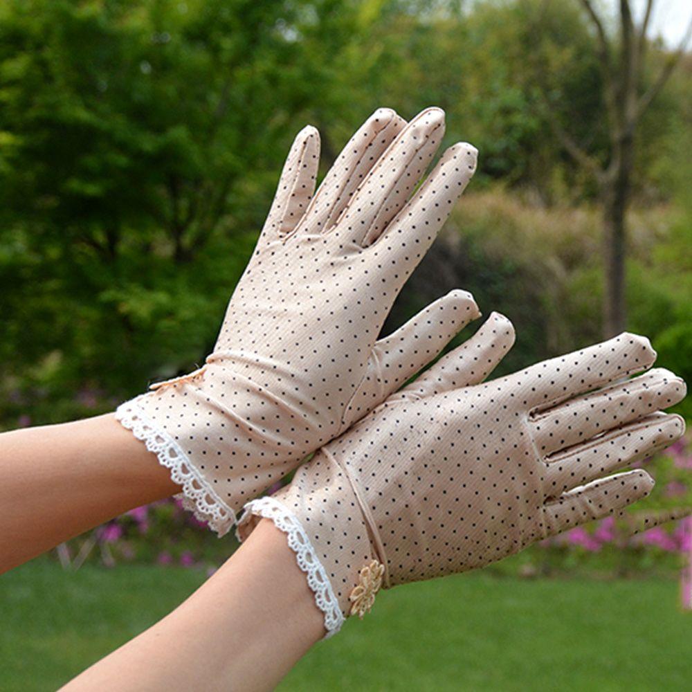 Elastic Spandex Summer Breathable Anti-skid Dots Gloves Women Gloves Sunscreen Driving Gloves