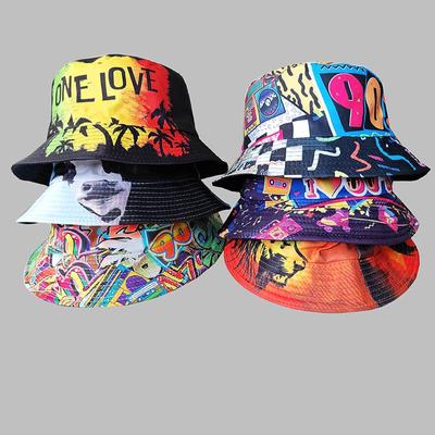 Graffiti Fisherman Hat: Retro, Double-Sided Sun Protection for Men & Women - All-Match Hip-Hop Bucket Style
