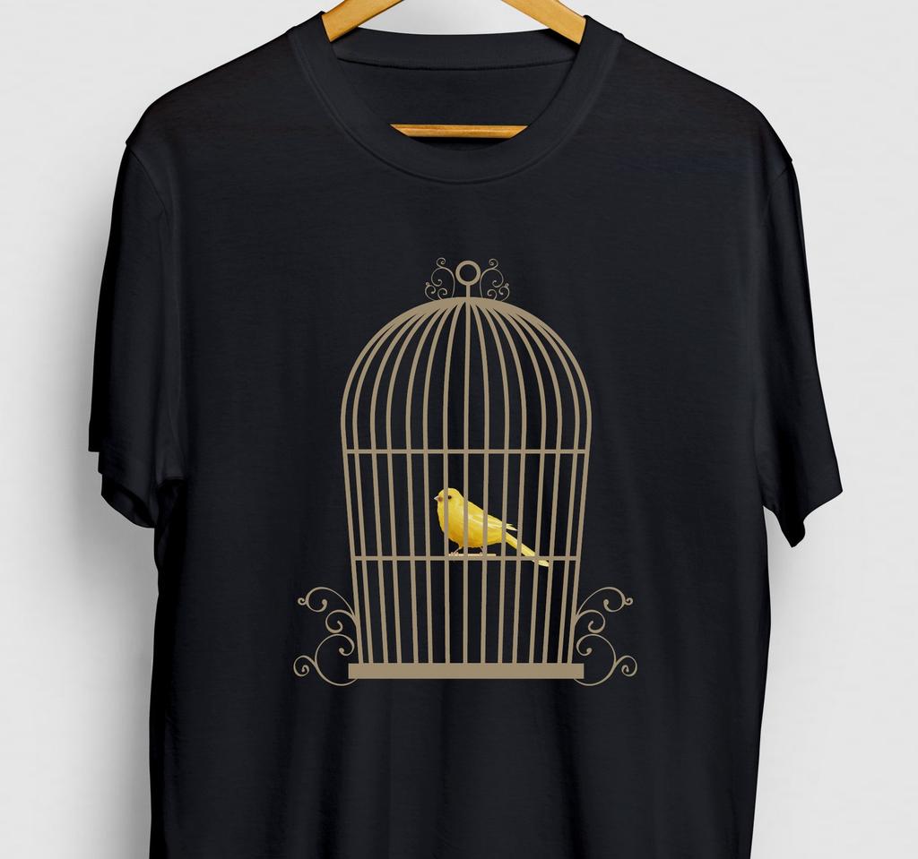 Canary In Cage T-Shirt: Funny Bird Graphic Tee