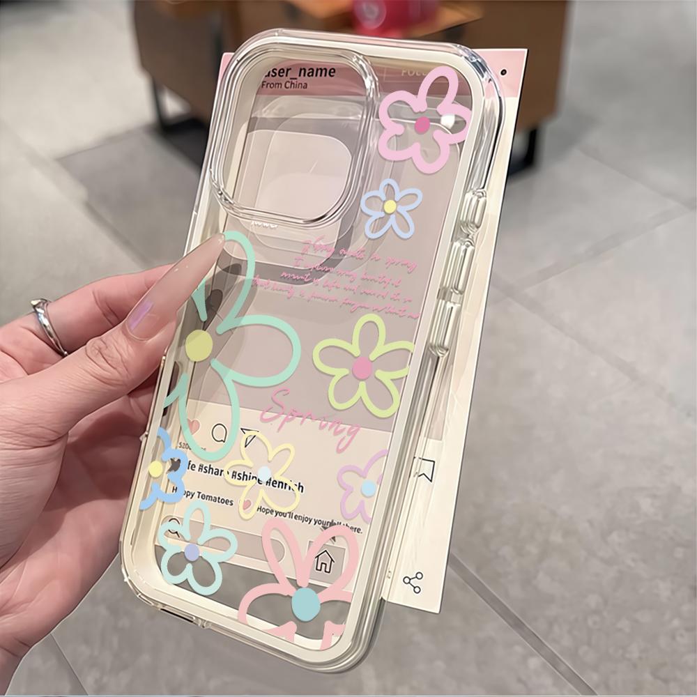 Весняний кольоровий квітковий принт Прозорий чохол для телефону для Galaxy A57 A37 A55 A54 A36 A35 5G S25 S24 S23 S22 Plus S26 Ultra FE 5G