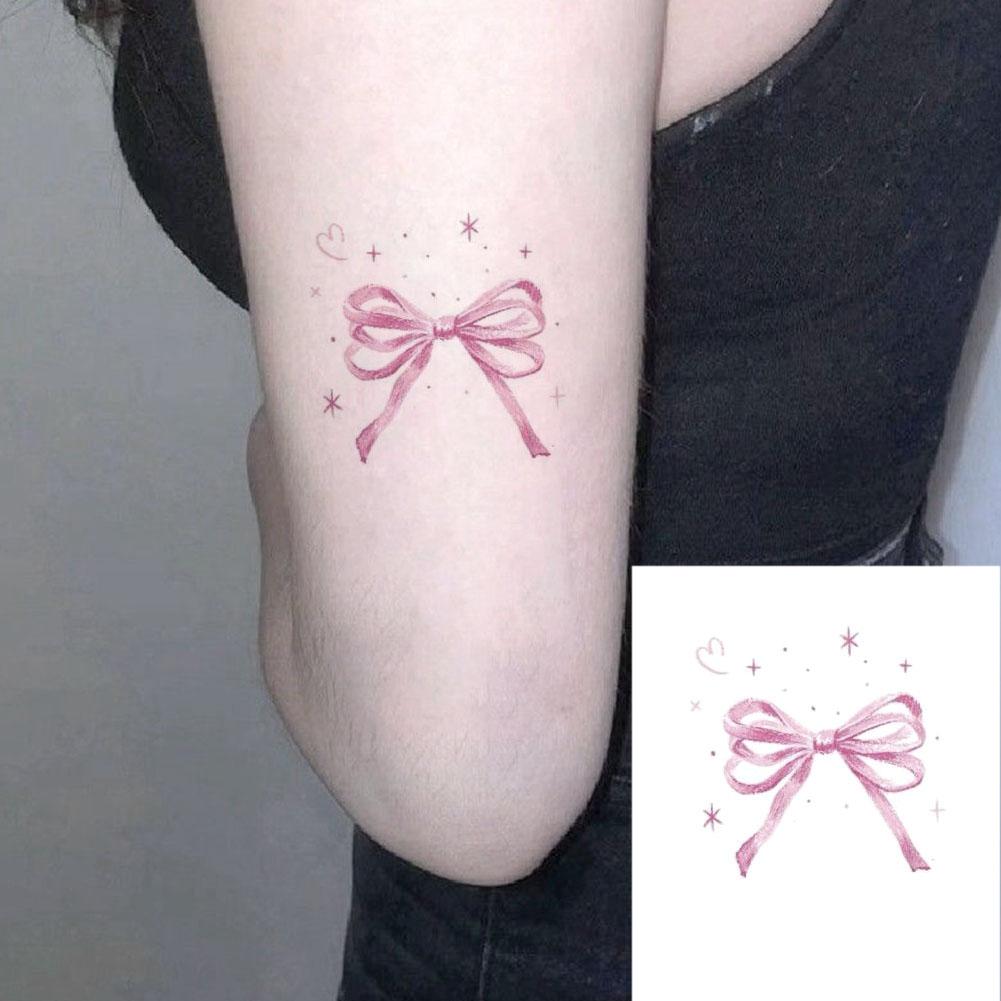 Pink Sweet Cool Hottie Style Bow Bow Crayon Coloring Ins Tattoo Stickers Cute Student Tattoo St Q0D5