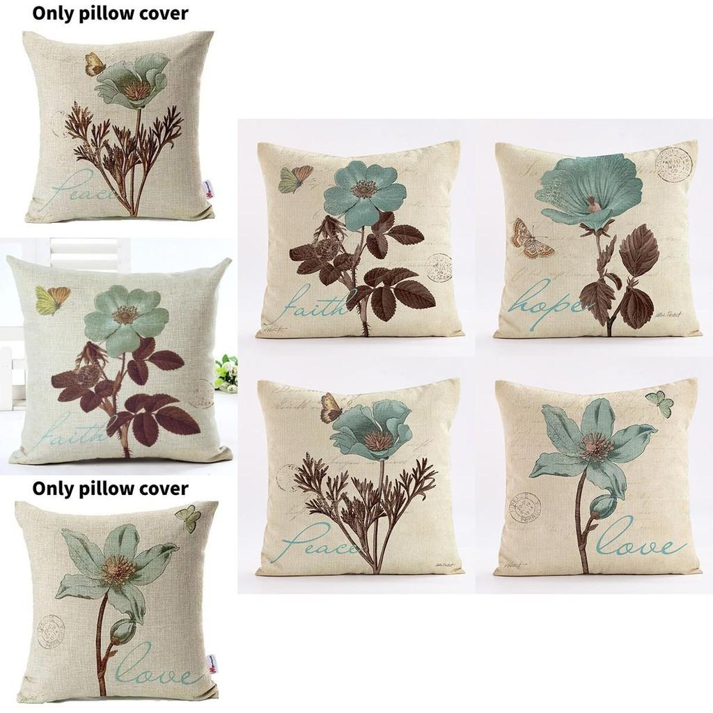 Nature Inspired Pillowcase With Flowers And Green Leaves For Home Decor And Couch Cushion