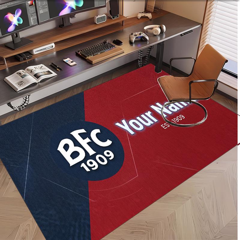 Personalized Crystal Velvet Carpet Bologna FC Pattern Non Slip Floor Rug