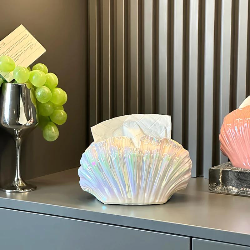 

Коробка для салфеток Высококлассная Креативная Ракушка Гостиная Легкая Роскошь Высококачественная Бумажная Коробка Дом Креативный Журнальный Столик Хранение Салфетка