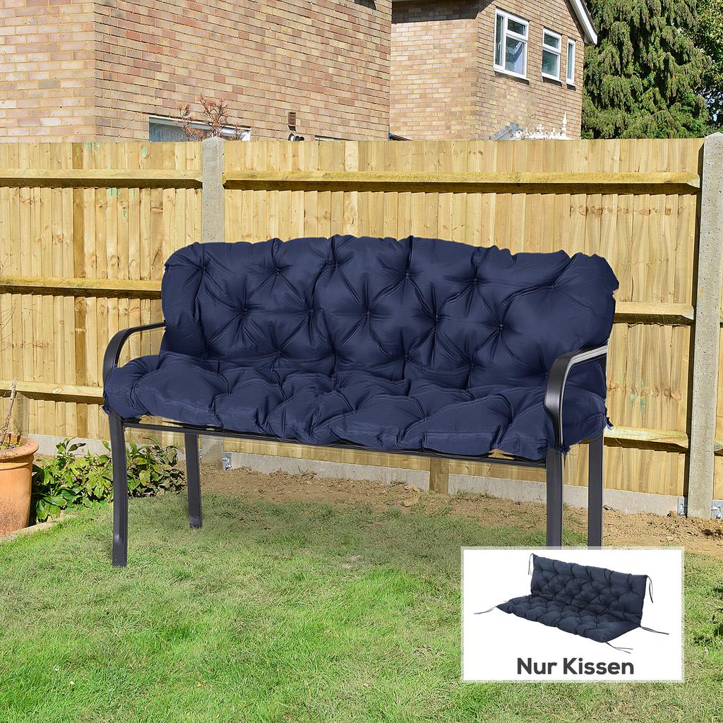 Bench Cushion, Bench Pad with Fastening Straps, for up to 3 People, Foam Filling, Seat Cushion