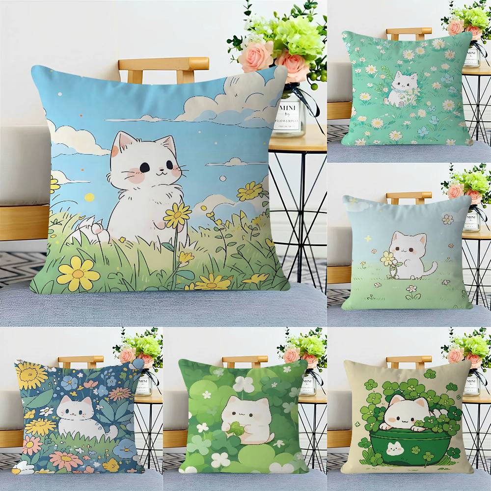 Lucky Cute Cat Pillow Cover Sofa Cushion Cover Home Room Decoration Children Gift