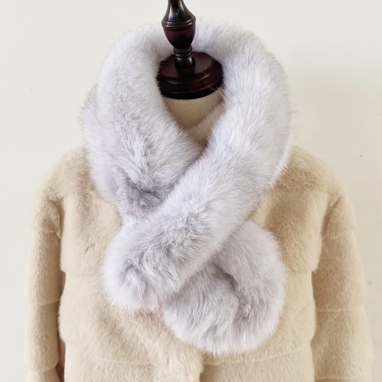 

Женский двусторонний шарф-шаль из натурального меха лисы - Натуральный зимний снуд с цветными блоками 90CM