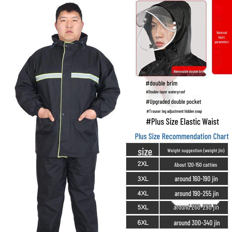 Męski bardzo duży plus size kombinezon przeciwdeszczowy i spodnie, typ dzielony, odporny na ulewny deszcz dla motocykli