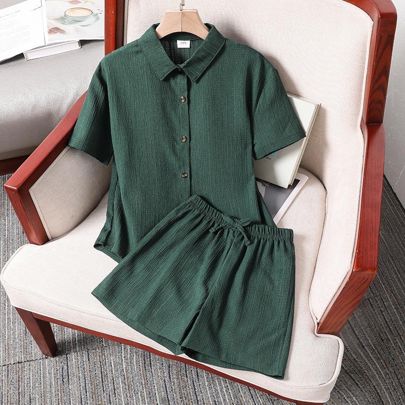 Boys' and Girls' Fashionable Sets Summer - Children's Casual Loose Short-sleeved Single-button Shirt and Shorts Set